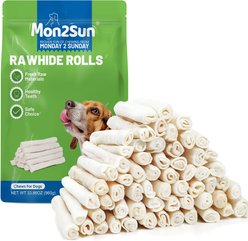 MON2SUN Rawhide Rolls Natural Flavor Dog Chew Treats, 60 count