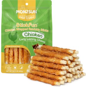 MON2SUN Rawhide Twist Chicken Hide Sticks 5-inch Dog Treats, 40 count