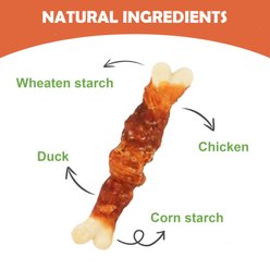 MON2SUN Double Flavor Chicken & Duck Wrapped Calcium Bones 4-inch Dog Chew Treats, 15 count slide 2 of 9