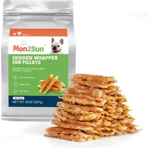 MON2SUN Chicken Wrapped Cod Fillet 4-inch Dog Treats, 56 count