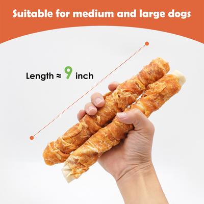 Show full view: MON2SUN Chicken Wrapped Rawhide Rolls 9-inch Dog Chew Treats, 10 count slide 5 of 12