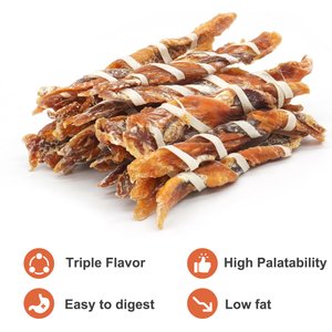 MON2SUN Triple Flavor Jerky Twist Sticks 4.8-inch Dog Treats, 50 count