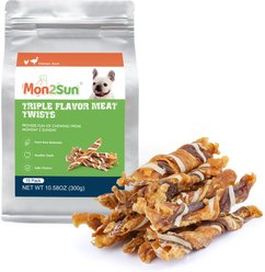 MON2SUN Triple Flavor Jerky Twist Sticks 5 to 7-inch Dog Treats, 15 count