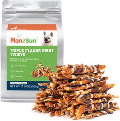 MON2SUN Triple Flavor Jerky Twist Sticks 4.5 to 5-inch Dog Treats, 50 count