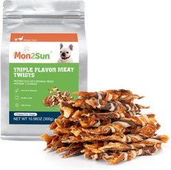 MON2SUN Triple Flavor Jerky Twist Sticks 4.5 to 5-inch Dog Treats, 30 count