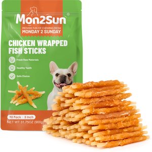 MON2SUN Chicken Wrapped Cod Sticks Rawhide-Free Dog Treats, 90 count