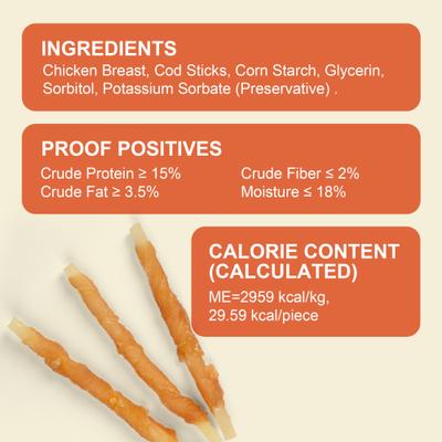 Show full view: MON2SUN Chicken Wrapped Cod Sticks Rawhide-Free Dog Treats, 90 count slide 3 of 11