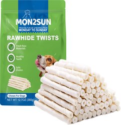 MON2SUN Rawhide Twist Sticks Natural Flavor 5-inch Dog Chew Treats, 60 count