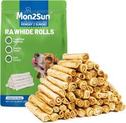 MON2SUN Rawhide Rolls Chicken Flavor Dog Chew Treats, 60 count