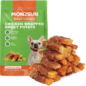 MON2SUN Chicken Wrapped Sweet Potato Rawhide Free Dog Treats, 25-oz box