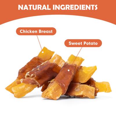 Show full view: MON2SUN Chicken Wrapped Sweet Potato Rawhide Free Dog Treats, 10-oz box slide 4 of 9