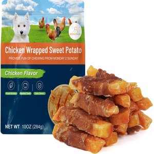 MON2SUN Chicken Wrapped Sweet Potato Rawhide Free Dog Treats, 10-oz box