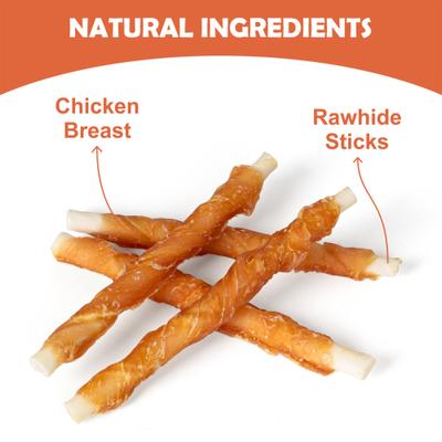 Show full view: MON2SUN Rawhide Twist Chicken Hide Sticks 5-inch Dog Treats, 40 count slide 4 of 10
