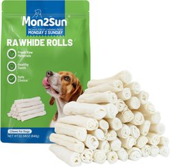 MON2SUN Rawhide Rolls Natural Flavor Dog Chew Treats, 40 count