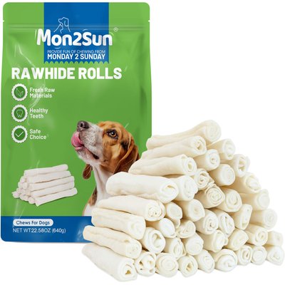 MON2SUN MON2SUN Rawhide Rolls Natural Flavor Dog Chew Treats, 40 count