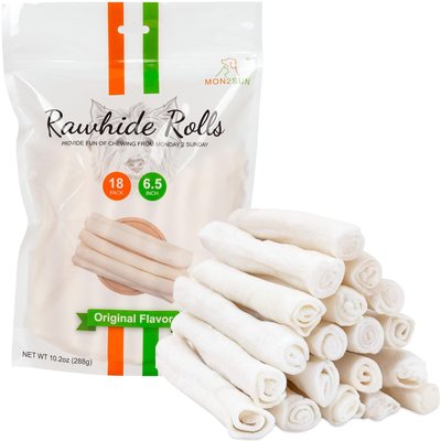 MON2SUN MON2SUN Rawhide Rolls Natural Flavor Dog Chew Treats, 18 count
