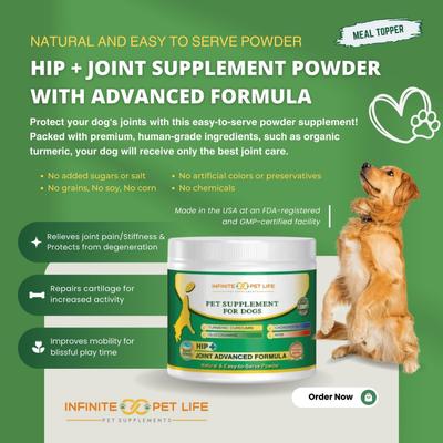 Show full view: Infinite Pet Life All-Natural Hip & Joint Powder Dog Supplement, 90 servings slide 6 of 10