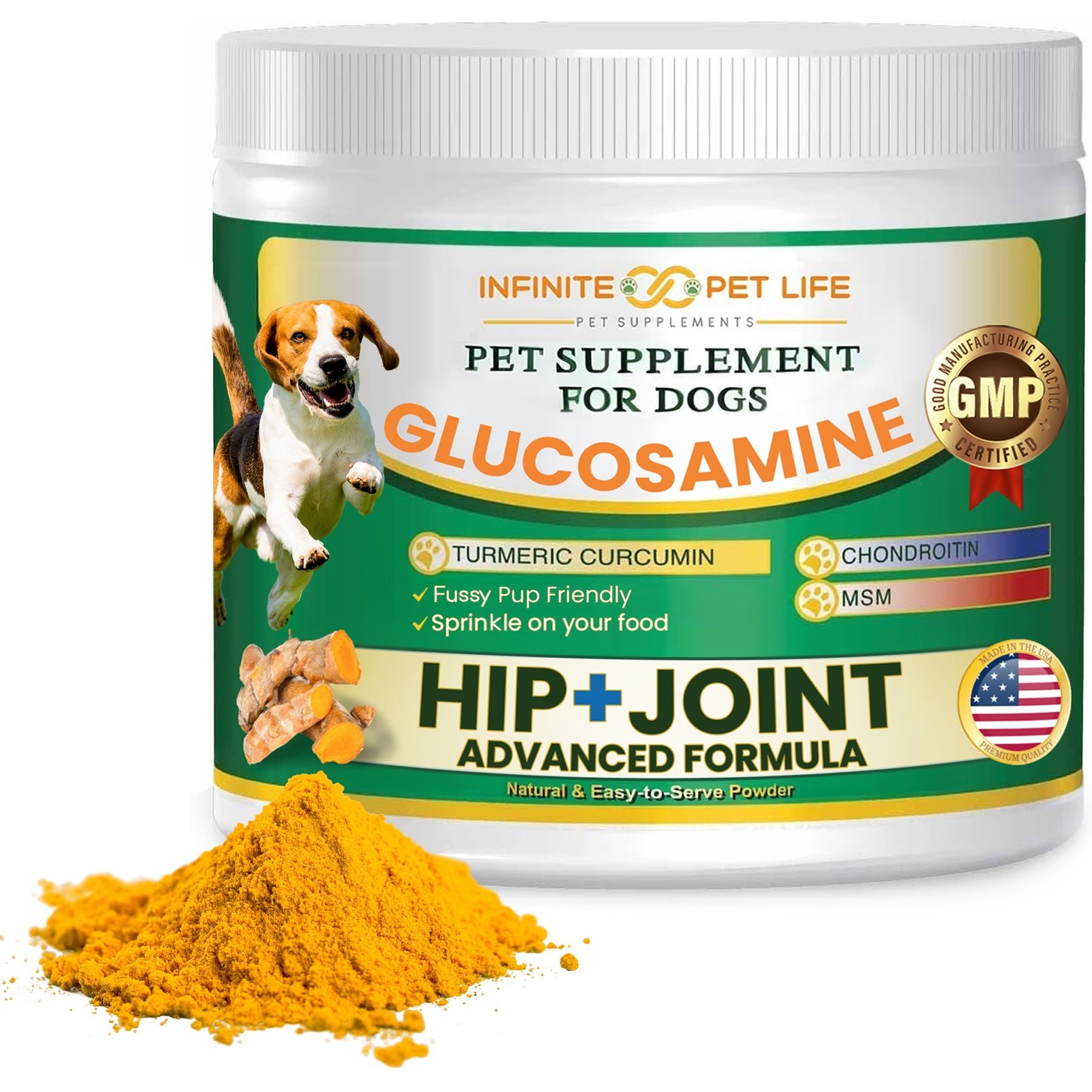 Infinite Pet Life All-Natural Hip & Joint Powder Dog Supplement, 90 servings