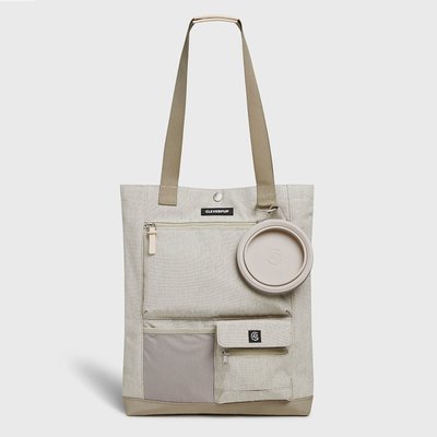 Cleverpup Cleverpup Park Pack 2-Piece Dog Gear Tote with Travel Bowl, Sand
