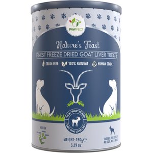 Pawfect Nature's Feast All Natural Grain-Free Goat Liver Freeze-Dried Single Ingredient Dog Training Treats, 5.29-oz canister