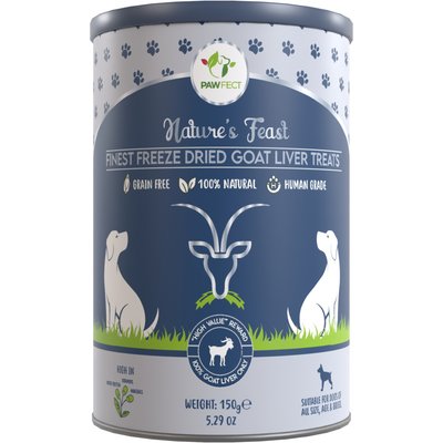 Pawfect Pawfect Nature's Feast All Natural Grain-Free Goat Liver Freeze-Dried Single Ingredient Dog Training Treats, 5.29-oz canister