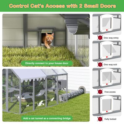 Show full view: Coziwow Outdoor Walk-in Catio Cat Exercise Pen, Grey slide 6 of 12