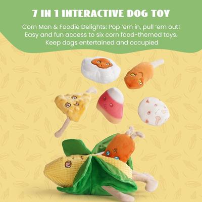 Show full view: Nocciola 7-in-1 Mr.CORNelius Squeaky Plush Dog Toy slide 2 of 7