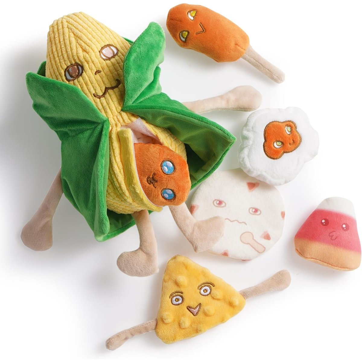 Nocciola 7-in-1 Mr.CORNelius Squeaky Plush Dog Toy