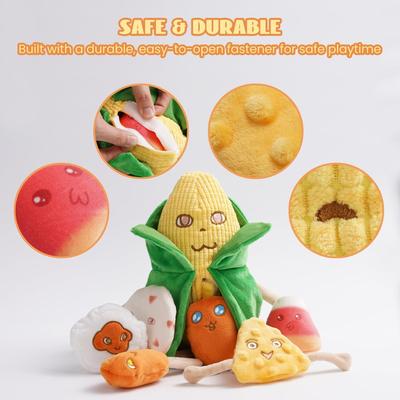 Show full view: Nocciola 7-in-1 Mr.CORNelius Squeaky Plush Dog Toy slide 5 of 7