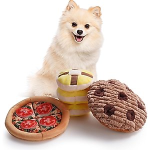 Nocciola Treat Trio Snuffle Sueaky Crinkle Plush Dog Toys, 3 count