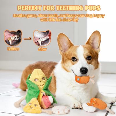 Show full view: Nocciola 7-in-1 Mr.CORNelius Squeaky Plush Dog Toy slide 6 of 7