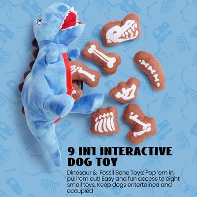 Show full view: Nocciola 9 in 1 Dinosaur Squeaky Plush Dog Toy slide 2 of 7