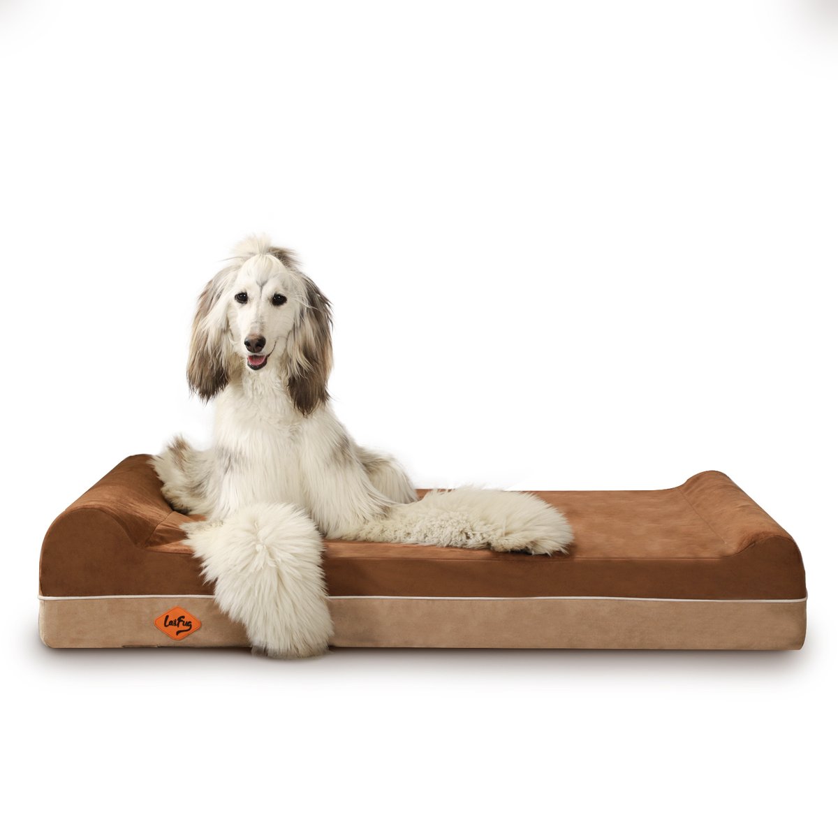 LaiFug Double Pillow Dog Bed, Chocolate, Jumbo