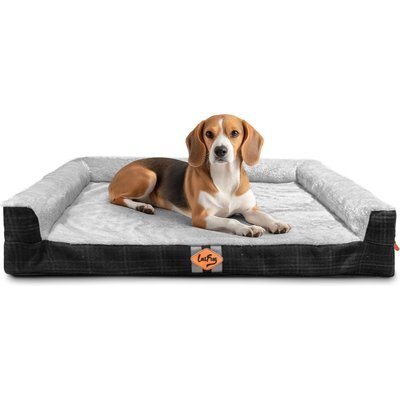 LaiFug LaiFug Three-Sided Orthopedic Dog Bed, Black & Gray, Medium