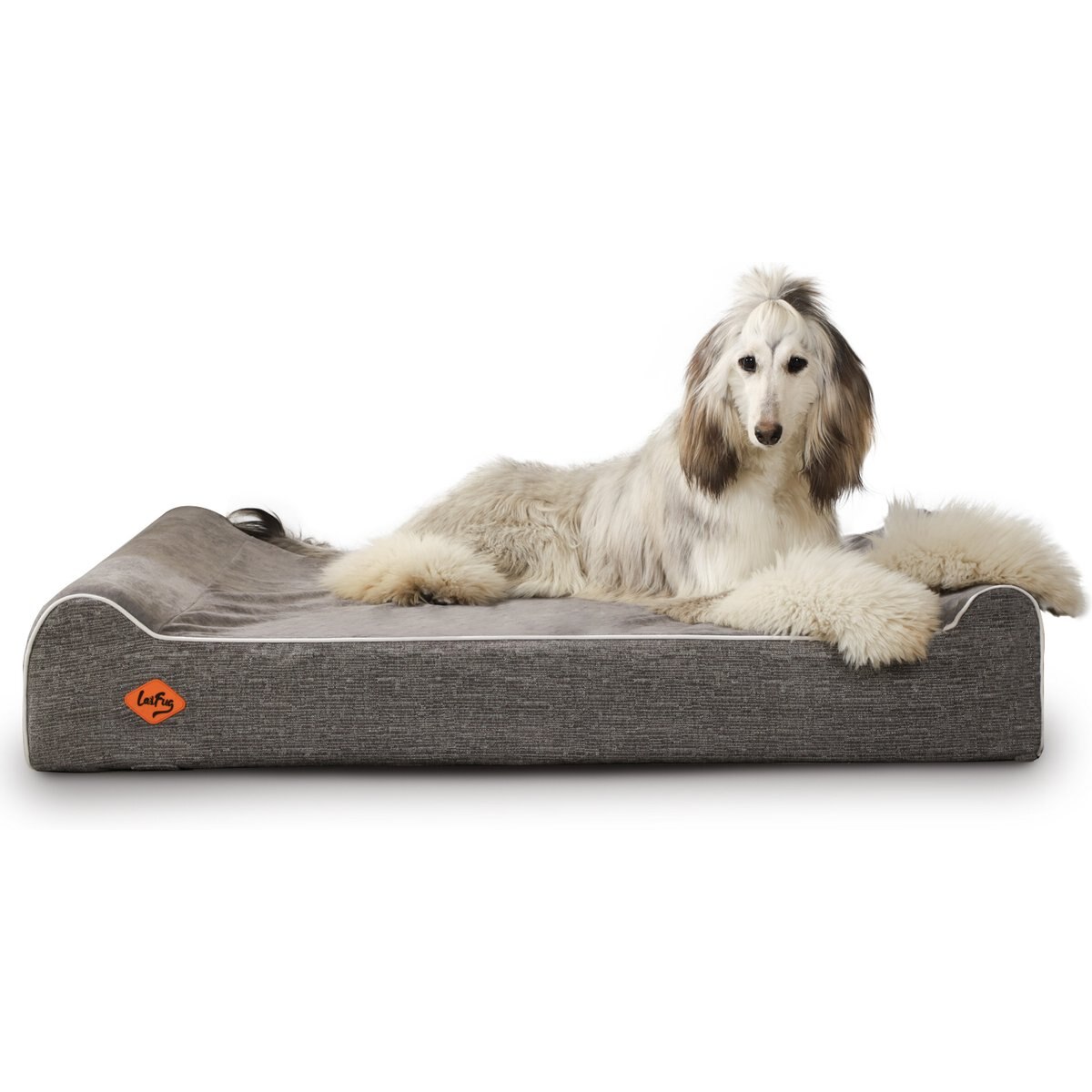 LaiFug Double Pillow Dog Bed, Grey, Jumbo