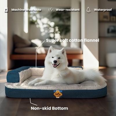 Show full view: LaiFug Two-Sided Orthopedic Dog Bed, Blue, Medium slide 4 of 5