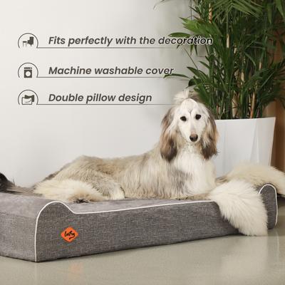Show full view: LaiFug Double Pillow Dog Bed, Grey, Jumbo slide 4 of 10