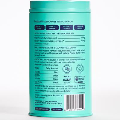 Show full view: Finn Plaque Patrol Dental Powder for Dogs, 6-oz tin slide 10 of 10