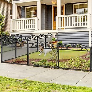 BingoPaw 5 Panel Metal Garden Barrier Dog Fence Exercise Playpen, Black