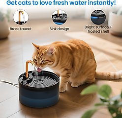 EOX Plastic with Copper Faucet Cat Water Fountain, Black, 71-oz slide 2 of 6