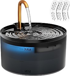 EOX Plastic with Copper Faucet Cat Water Fountain, Black, 71-oz