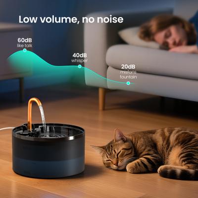 Show full view: EOX Plastic with Copper Faucet Cat Water Fountain, Black, 71-oz slide 7 of 8