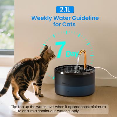 Show full view: EOX Plastic with Copper Faucet Cat Water Fountain, Black, 71-oz slide 6 of 8