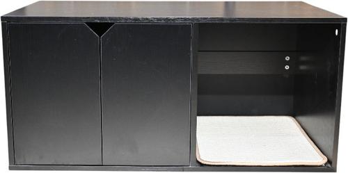 Show full view: Zeus & Ruta Modern Cat House & Litter Box Enclosure, Black slide 4 of 5