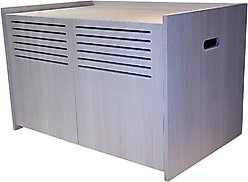 Zeus & Ruta Modern Wooden Cat House & Litter Box Enclosure with Scratching Pad, Beige Brown slide 2 of 5