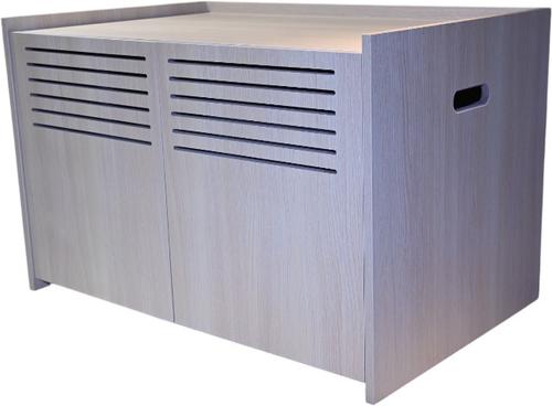 Show full view: Zeus & Ruta Modern Wooden Cat House & Litter Box Enclosure with Scratching Pad, Beige Brown slide 5 of 5