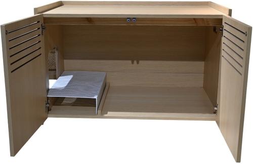 Show full view: Zeus & Ruta Modern Wooden Cat House & Litter Box Enclosure with Scratching Pad, Beige Brown slide 4 of 5