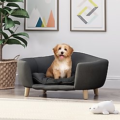 jansno Elevated Fabric Dog Bed with Wood Legs, Dark Gray