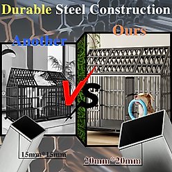 Zeus & Ruta Heavy Duty Dog Crate with 4 Lockable Wheels, Black, 52 inch slide 2 of 7