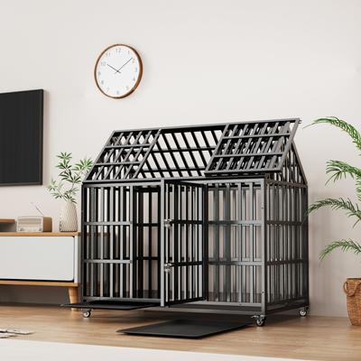Show full view: Zeus & Ruta Heavy Duty Dog Crate with 4 Lockable Wheels, Black, 52 inch slide 4 of 8